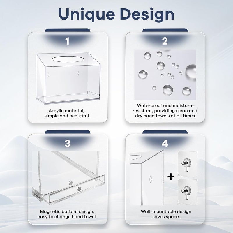 TAINESS Acrylic Hand Towel Box Cover Compatible with Kleenex Disposable Hand Towels Wall-Mounted Paper Towel Dispenser Suitable for Tabletop, Bathroom, Car, and Office Use (Clear) - Image 4